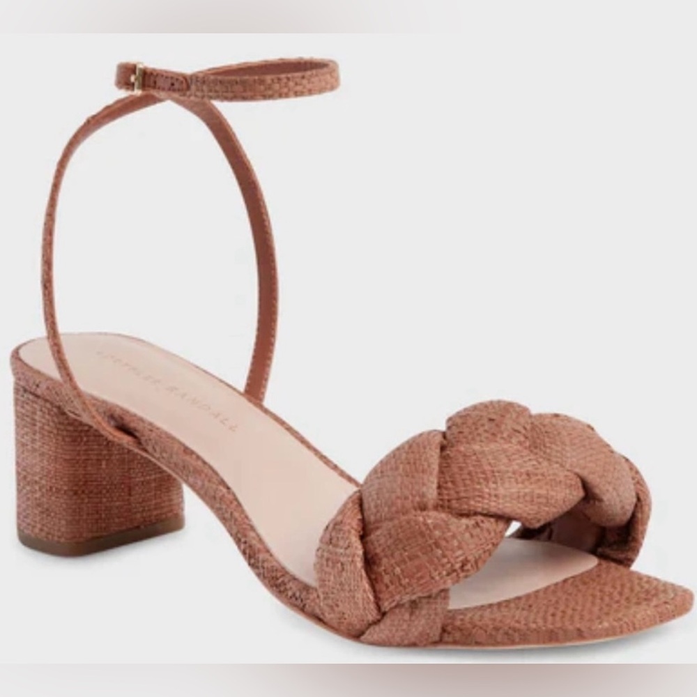 Loeffler Randall Avril Tan Braided Block Heel Sandals